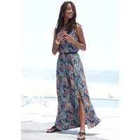 s.Oliver Maxikleid mit Tupfenprint und Schlitz im Rockteil weiches Jerseykleid, langes Sommerkleid, Druckkleid, Viskosekleid