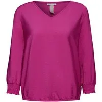 STREET ONE Schlupfbluse V-neck blouse w smok detail, royal fuchsia