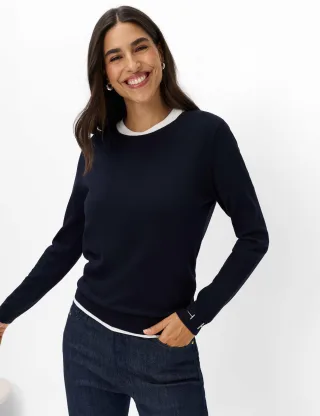 Brax Damen Strickpullover Style LENI navy, dunkelblau, Gr. 46