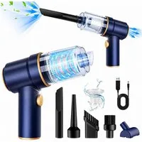 Alpha Electronics Handstaubsauger 3in1 Akku Staubsauger mit Beleuchtung, 120 W, mit Beutel, 5 Aufsätze + Ladekabel, Saug- & Ausblasfunktion