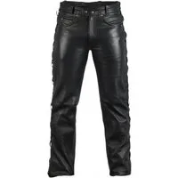 MDM Lederhose Herren Schnur Lederhose in schwarz