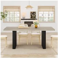GarveeMore Esstisch Industrieller Küchentisch für 6–8 Personen Wohnzimmertisch Ablagetisch (1-St., 1 Tisch), 180 cm rechteckiger-tisch, geriffelte Metallbeine in Wellenform