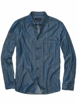 Mey & Edlich Herren Strichcode-Jeanshemd Blau 100 % Baumwolle