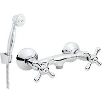 Hydroland Duscharmatur Retro Brausearmatur mit Duschset Einhebelmischer Mischbatterie Dusche Chrom