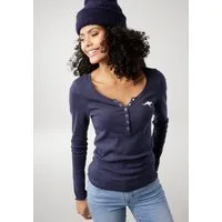 KangaROOS Langarmshirt figurbetonte Passform, hüftlange Schnittform, aus Rippware