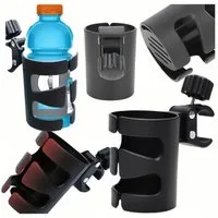 Realb2b Fahrrad-Flaschenhalter Fahrrad-Flaschenhalter Universal Getränkehalter Kinderwagen Schwarz, (Getränkehalter Set mit verstellbarem Drehgelenk für Rohrbefestigung, Universal Halterung für Trinkflaschen Becher und Kaffeebecher 1tlg), Werkzeuglos