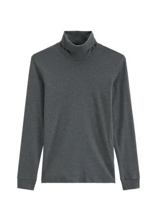 Marc OPolo Casual - Rollkragen-Longsleeve Graphic Grey Melange - Gr. - M