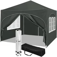 Woltu Faltpavillon, mit 4 Seitenteilen, 3x3 m, mit 4 Seitenwänden, höhenverstellbar