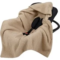 BabyLux Babyschale Warme Einschlagdecke Bouclé 80x80 cm für Autositz Decke 0+, Bouclé - Beige - 80x80cm