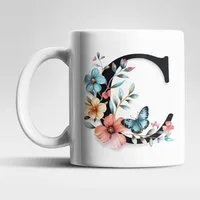 WS-Trend Tasse Name A bis Z Blumen Schmetterlinge Kaffeetasse Teetasse Geschenkidee, Keramik