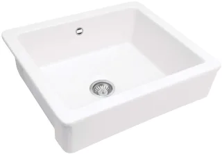 Neuesbad 1-Becken FARMHOUSE LIGHT Keramikspüle 600x490x215 mit FITTING NB1DEZCB610H1