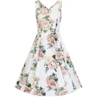 Hearts & Roses London A-Linien-Kleid Vera Floral Rose Retro Vintage Fit-N-Flare 50er