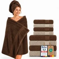 Komfortec Handtuch Set Premium 8x Handtuch & Badetuch Set - 4er 50x100 + 4er 70x140 cm, Frottee (8-St), 100% Baumwolle, Weich, 470 g/m2