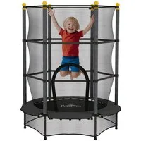 HOMCOM Kindertrampolin Ø140 cm, mit Sicherheitsnetz, Randabdeckung, Ø 140 cm, (Indoor Trampolin, 1 tlg., Trampolin), für Kinder 3-10 Jahre, bis 50 kg belastbar, Schwarz