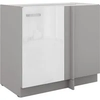 Küchen-Preisbombe Eckunterschrank 105 cm Küche Bianca Weiß Hochglanz + Grau Küchenzeile Küchenblock