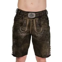Hammerschmid Trachtenlederhose Lederhose Herren kurz - PARSDORF - dunkelbraun antik