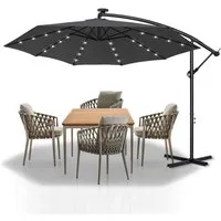 FIVMEN Sonnenschirm 300cm Balkonschirm Gartenschirm mit Solarbetriebene UV Schutz, Höhenverstellbarer Balkonschirm Gartenschirm Sonnenschirme