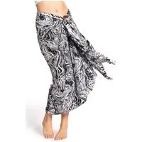 PANASIAM Sarong Pareo Wachsbatik schwarz-weiß aus hochwertiger Viskose Strandtuch, Viskose, Strandkleid Bikini Cover-up Tuch für den Strand Schultertuch Halstuch