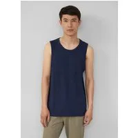 s.Oliver T-Shirt ärmelloses Shirt Flammgarn, Jersey, Logo, leger, sportlich