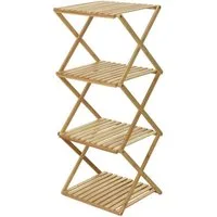 Spetebo Standregal Klappbares Bambus Standregal mit 4 Ablagen - 94 cm, Stück 1-tlg., praktischer Ziehharmonika Mechanismus - keine Montage nötig