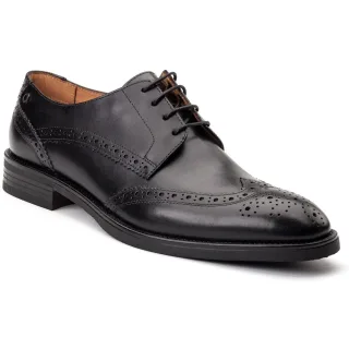 Base London Herren Elegante Schwarze Brogues aus Leder
