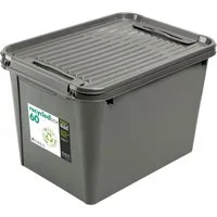 PLAST1 Aufbewahrungsbox Aufbewahrungsbox Recycled Deckel 60L Grau Allzweck Rollenbox