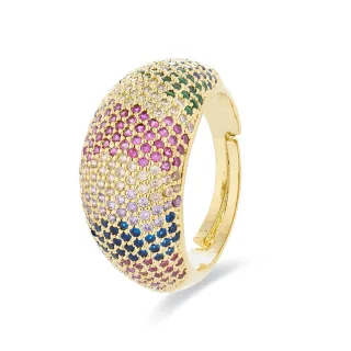 Luxenter Ring mit mehrfarbigen Zirkonen aus 18 Karat Gelbgold - Ikahi