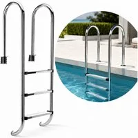 Mucola Poolleiter Poolleiter Edelstahl Schwimmbad Leiter Sicherheitsleiter Pool Treppe (Stück, Leiter), Edelstahl V2A