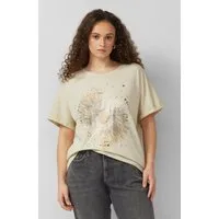 QS Kurzarmshirt T-Shirt T-Shirt mit Frontprint im Loose Fit und Fledermausärmeln