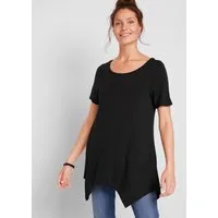 bonprix Longshirt A-Linie Passform, Kurzarm, aus Viskose und Elasthan, Zipfel-Design