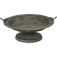 finehomegarden Vogeltränke Vogelbad Vogeltränke Gartendeko Schale auf Fuß Ø42x37cm H18cm, grün antik Futterstelle Garten Wasserstelle