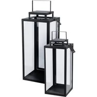 Mojawo Laterne 2tlg Metall Laternen Set Schwarz Gartenlaterne Windlicht H50/40cm