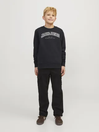 JACK&JONES - JJECALEB VARSITY SWEAT CREW NOOS MNI Black - Gr. - 110