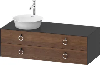 Duravit White Tulip Konsolenwaschtischunterbau wandhängend Amerikanischer Nussbaum & Graphit Matt &  WT4992L7758