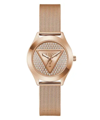 Guess Glitz Plaque roségold Damen Armbanduhr GW0835L3