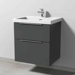 Sanipa 3way Waschtischunterbau zu Villeroy & Boch Subway 3.0 Waschtisch mit 2 Auszügen, Anthrazit-Ma UM84622