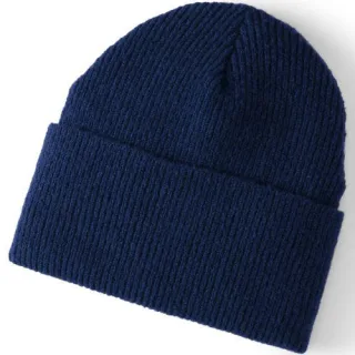CashTouch Mütze, Herren,  Blau, Elasthan/Polyacryl/Nylon-Mischung, by Lands' End