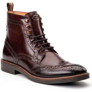 Base London Bristol Lederschuhe Für Männer In Verbranntem Braun Mit Brogue Muster