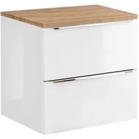 Lomadox Waschbeckenschrank TOSKANA-56 weiß mit Wotaneiche 61/59,5/46 cm