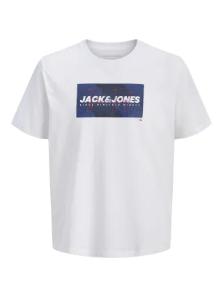 JACK&JONES - JJCOLE PRINT TEE SS CREW NECK LN Bright White - Gr. - M