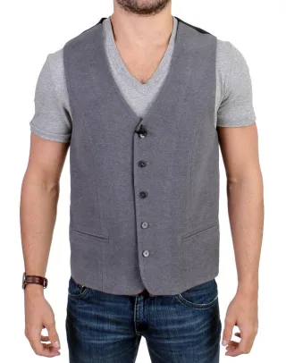 Costume National Gilet décontracté gris en coton mélangé pour hommes