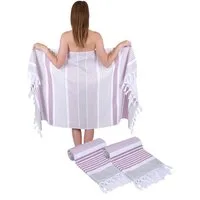 Betz Badetuch Hamamtuch 90 x 170 cm Badetuch Strandtuch Saunahandtuch, (2 Stück, 2-St), 100% Baumwolle, Farbe altrosa