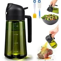 Fyrove Ölspender Ölsprüher 2-in-1 Ölsprühflasche Ölflasche Olivenöl Spray 470ml, (Glas-Ölspender mit Sprüh- und Ausgießfunktion, ideal für Küche, Heißluftfritteuse, Salat & BBQ – 470 ml, BPA-frei)