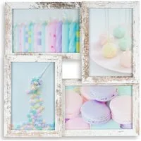 Levandeo® Bilderrahmen Collage, levandeo Bilderrahmen Collage 28x28cm 4 Fotos 10x15 Shabby Chic MDF