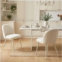 HOMCOM Esszimmerstuhl Polsterstuhl mit Metallbeinen (Essstuhl, 2 St), für Wohnzimmer, Esszimmer, Cremeweiß