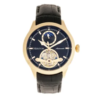 Heritor Automatik Gregory Semi-Skelettuhr mit Lederarmband