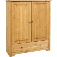 OTTO home Wäscheschrank Hugo, Mehrzweckschrank, FSC zertifiziert, Made in EU (B/T/H) 106/38/126 cm) aus massiver Kiefer, klassischer Landhausstil mit Kassettenoptik