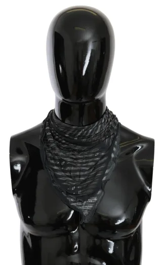 Costume National Black Grey Viscose Foulard Scarf pour femmes de marque