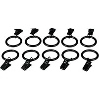 Liedeco Gardinenring, Gardinen, (Set, 10-St., mit Klammern), für Gardinenstangen Ø 16 mm