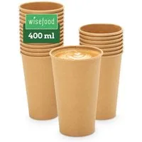 wisefood Einwegbecher 50-tlg., Bio-Pappbecher, 400, 50-tlg., Papier